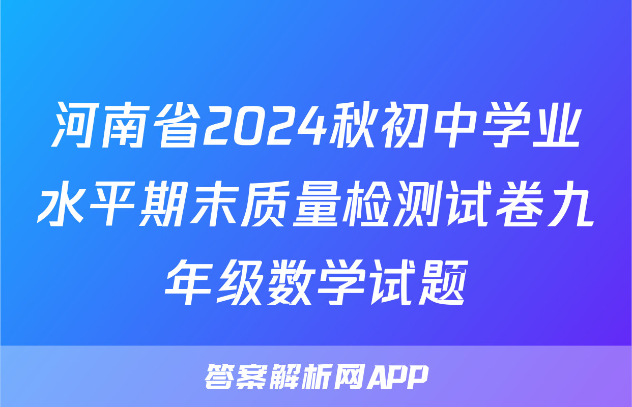 河南省2024秋初中学业水平期末质量检测试卷九年级数学试题