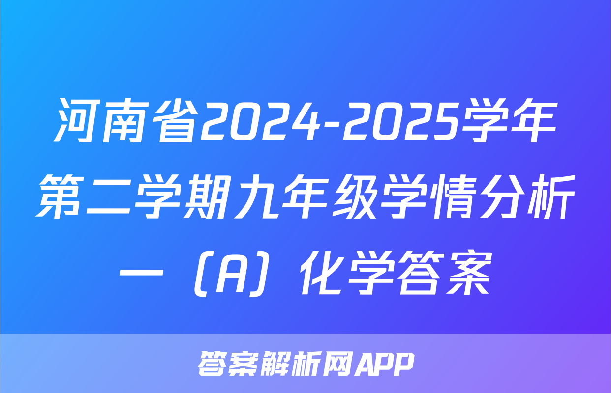 河南省2024-2025学年第二学期九年级学情分析一（A）化学答案