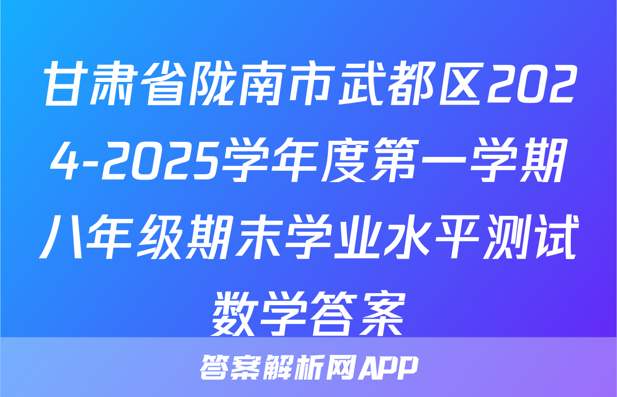 甘肃省陇南市武都区2024-2025学年度第一学期八年级期末学业水平测试数学答案