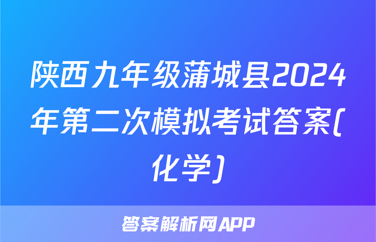陕西九年级蒲城县2024年第二次模拟考试答案(化学)