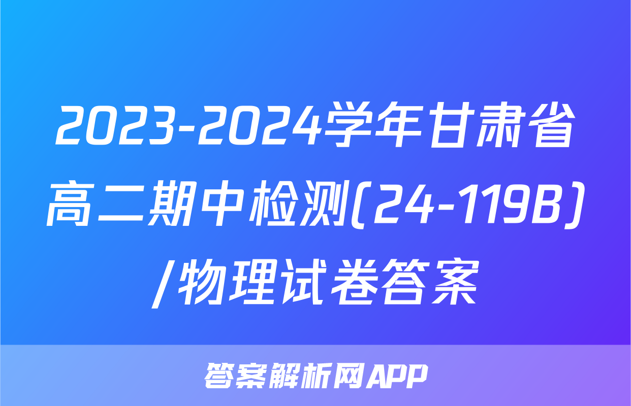 2023-2024学年甘肃省高二期中检测(24-119B)/物理试卷答案
