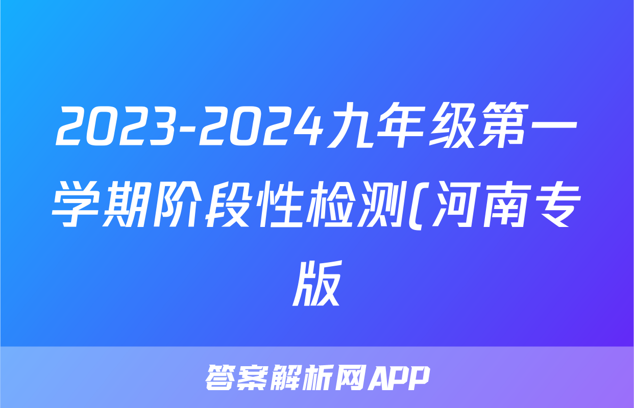 2023-2024九年级第一学期阶段性检测(河南专版)x物理试卷答案