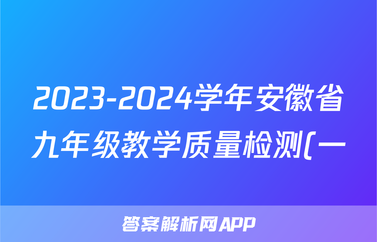 2023-2024学年安徽省九年级教学质量检测(一)政治答案
