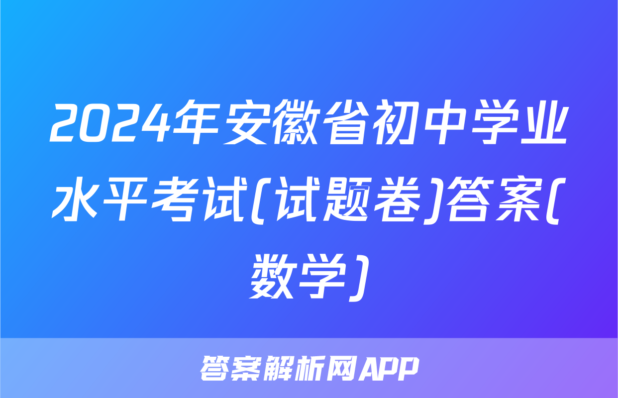 2024年安徽省初中学业水平考试(试题卷)答案(数学)