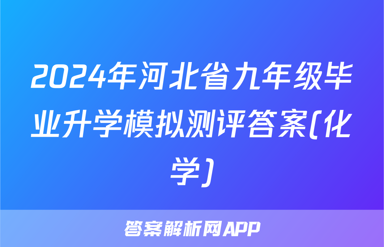 2024年河北省九年级毕业升学模拟测评答案(化学)