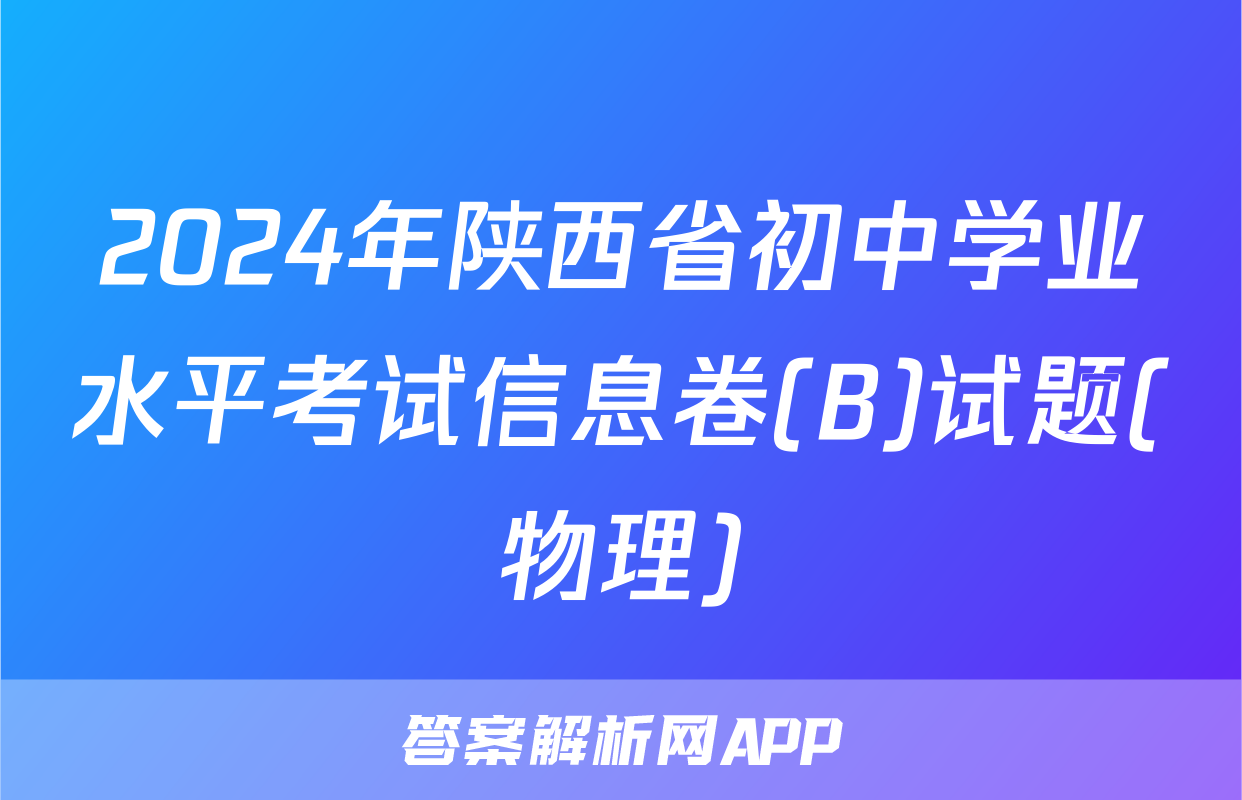 2024年陕西省初中学业水平考试信息卷(B)试题(物理)