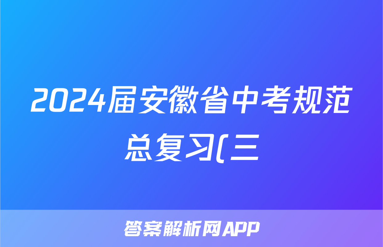 2024届安徽省中考规范总复习(三)3英语答案