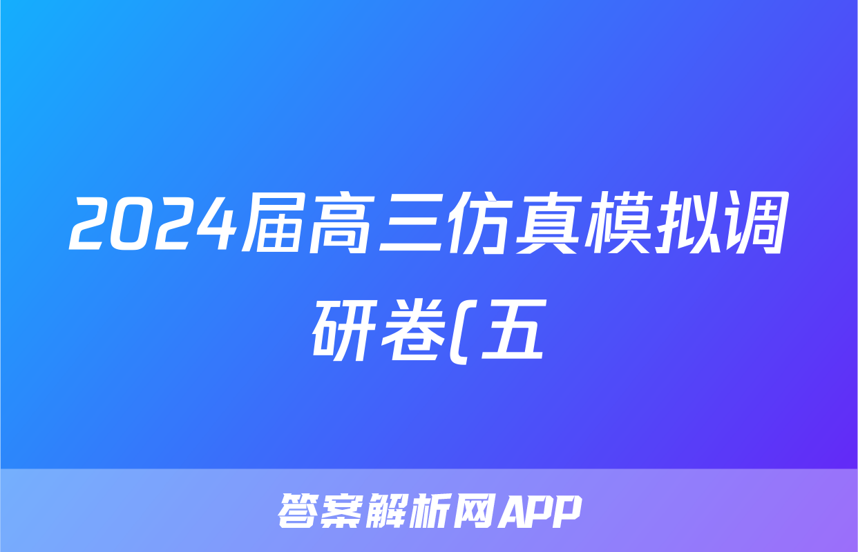 2024届高三仿真模拟调研卷(五)5地理答案