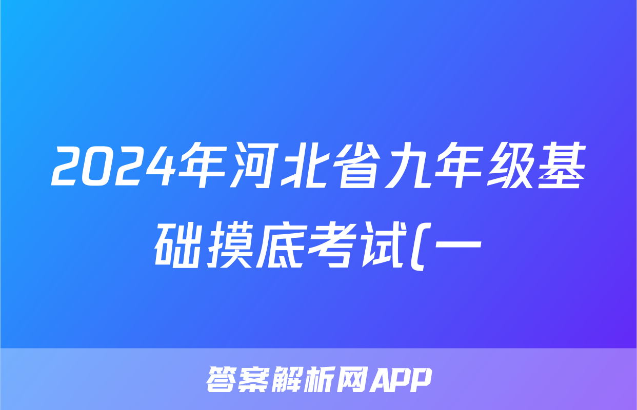 2024年河北省九年级基础摸底考试(一)理数试题