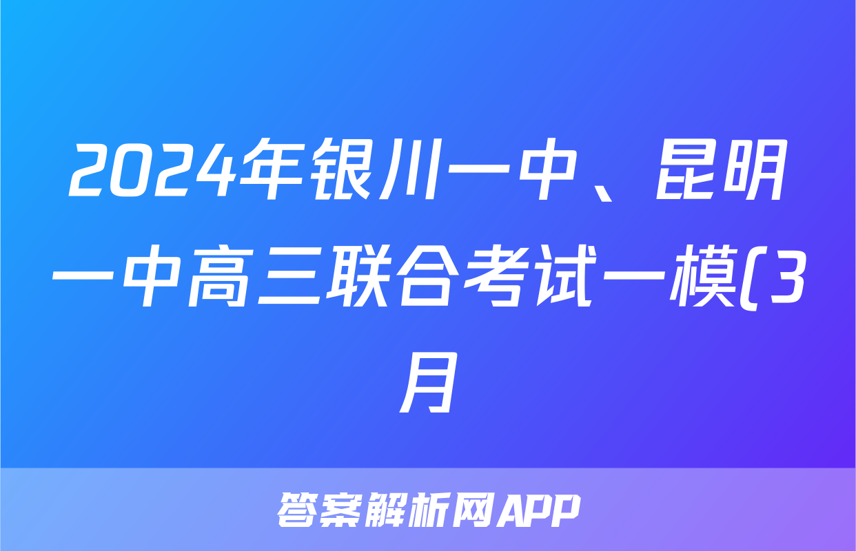 2024年银川一中、昆明一中高三联合考试一模(3月)理科数学答案