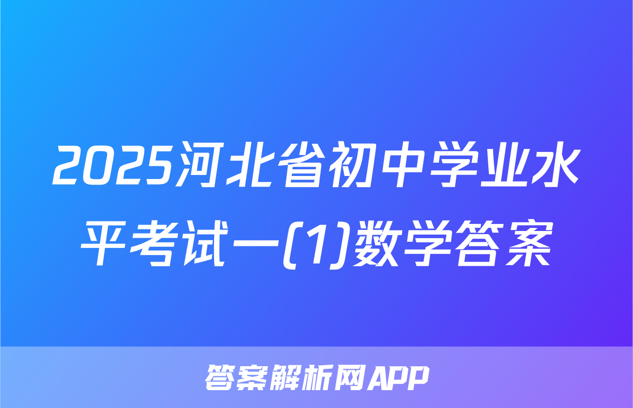 2025河北省初中学业水平考试一(1)数学答案