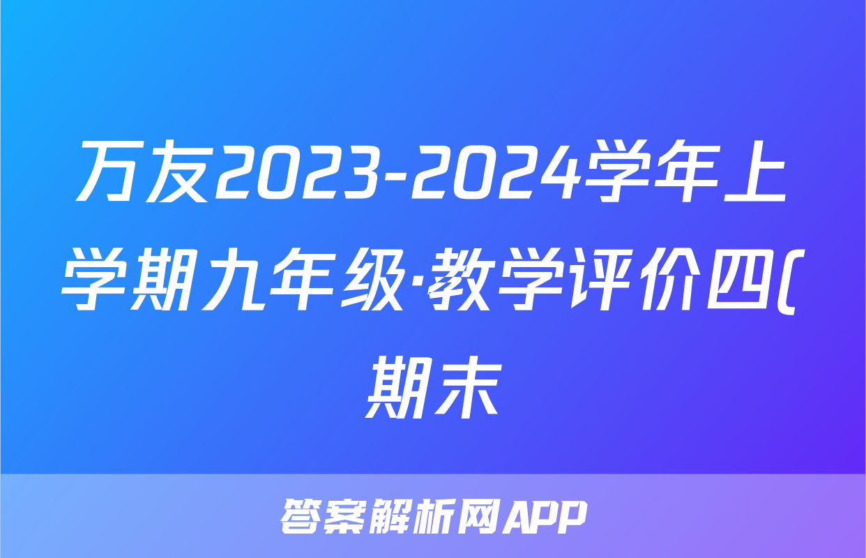 万友2023-2024学年上学期九年级·教学评价四(期末)化学(人教版)试题