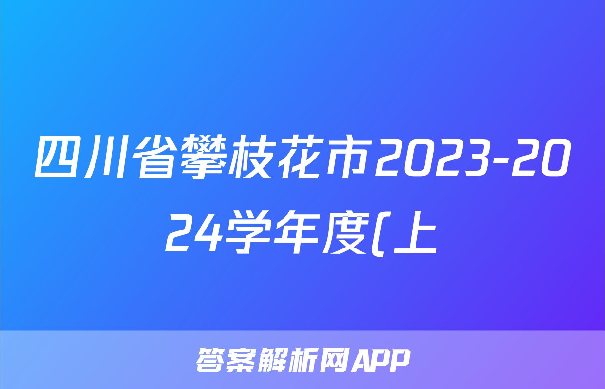 四川省攀枝花市2023-2024学年度(上)高二普通高中教学质量监测(2024.1)数学答案