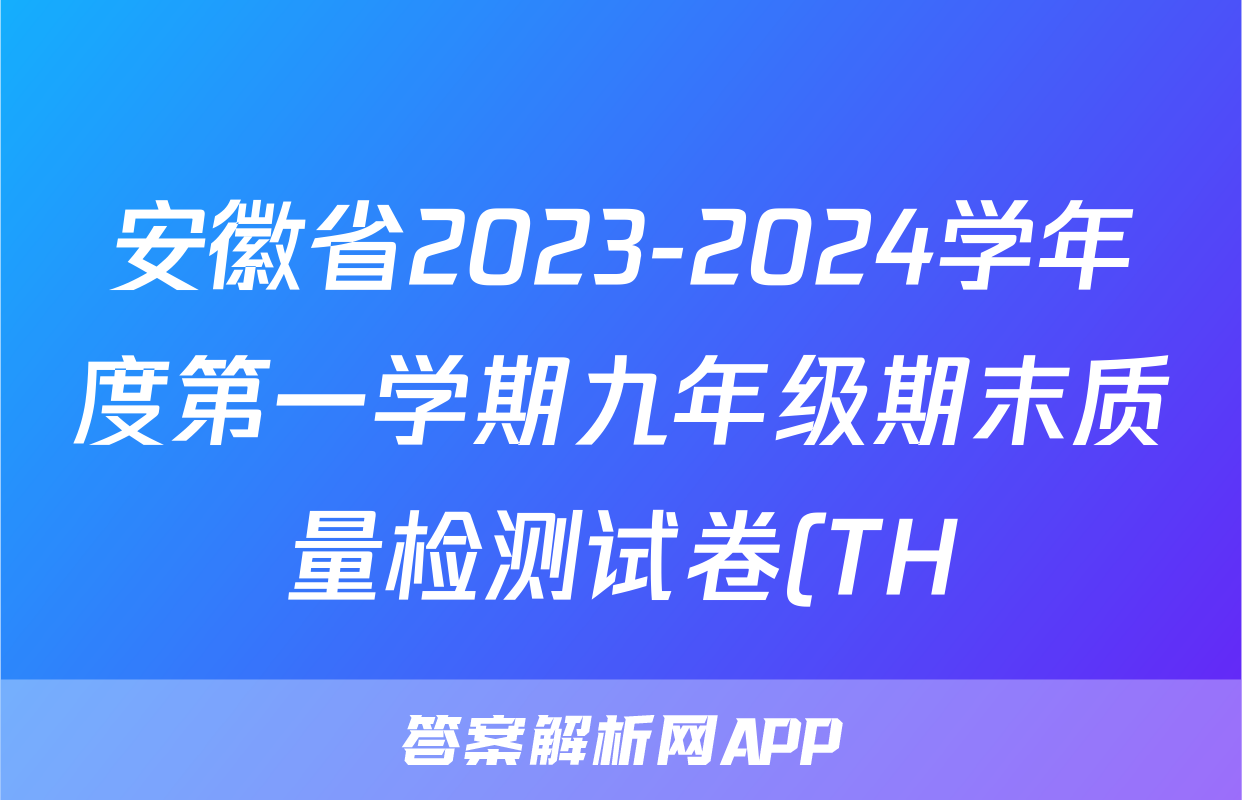 安徽省2023-2024学年度第一学期九年级期末质量检测试卷(TH)x物理试卷答案