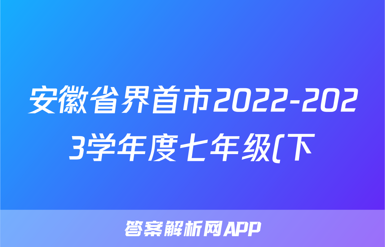 安徽省界首市2022-2023学年度七年级(下)期末学业结果诊断性评价x物理试卷答案
