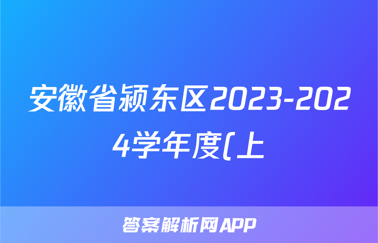 安徽省颍东区2023-2024学年度(上)九年级教学质量调研检测物理答案