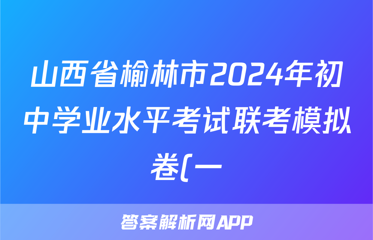 山西省榆林市2024年初中学业水平考试联考模拟卷(一)1化学B答案