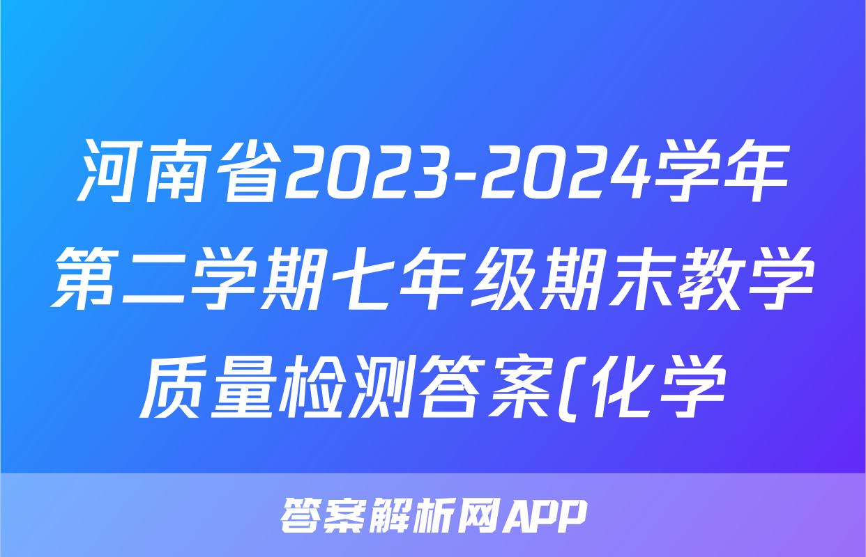 河南省2023-2024学年第二学期七年级期末教学质量检测答案(化学)