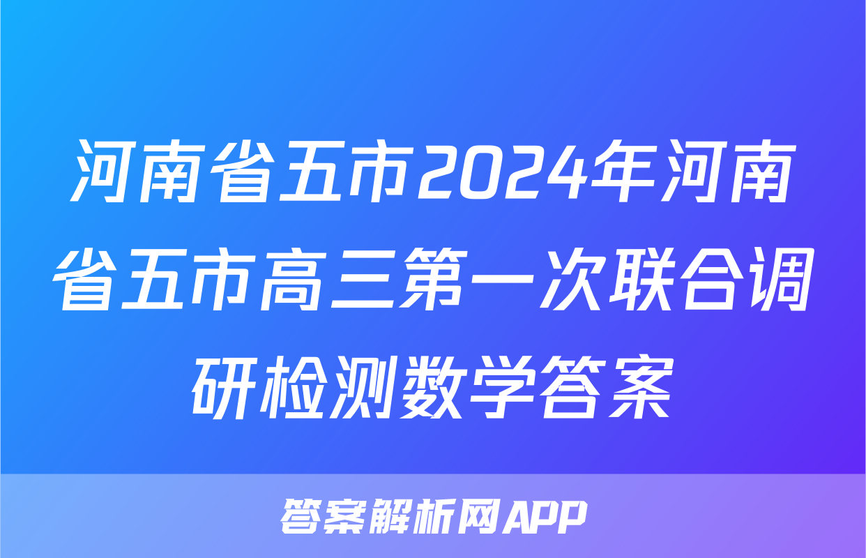 河南省五市2024年河南省五市高三第一次联合调研检测数学答案