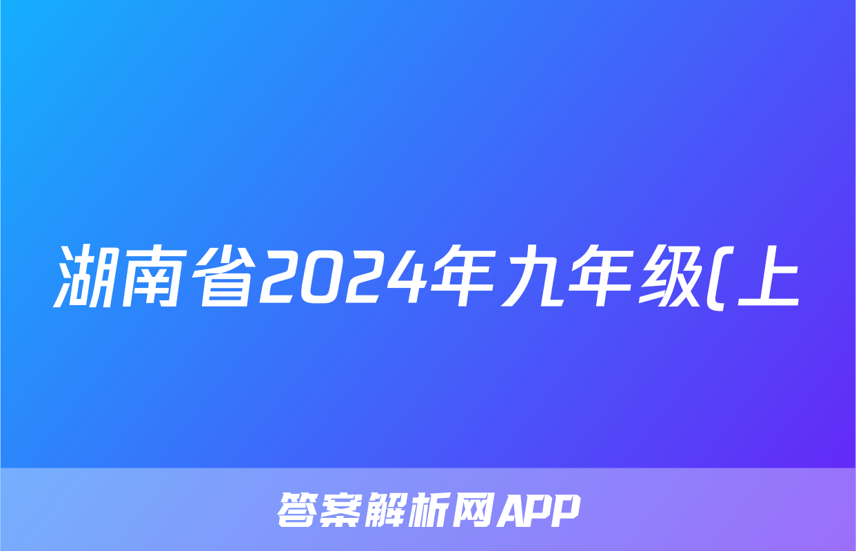 湖南省2024年九年级(上)月考试卷(一)政治试题