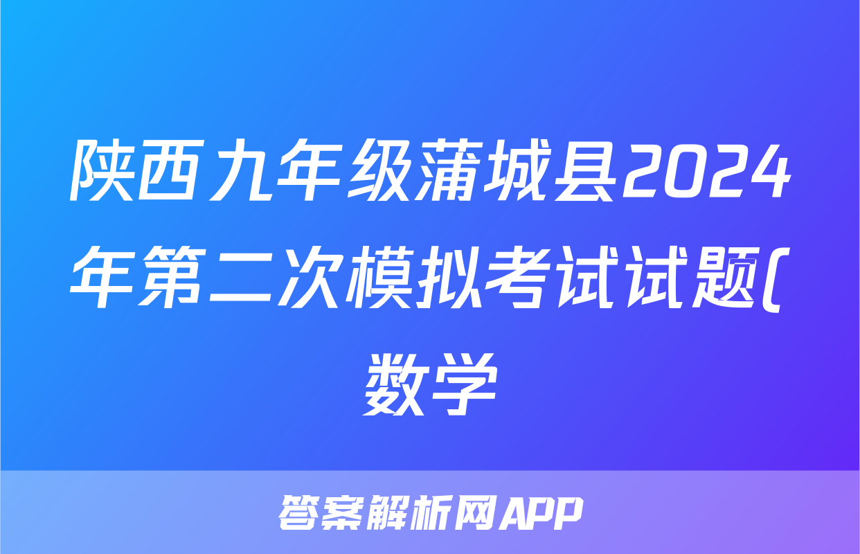 陕西九年级蒲城县2024年第二次模拟考试试题(数学)