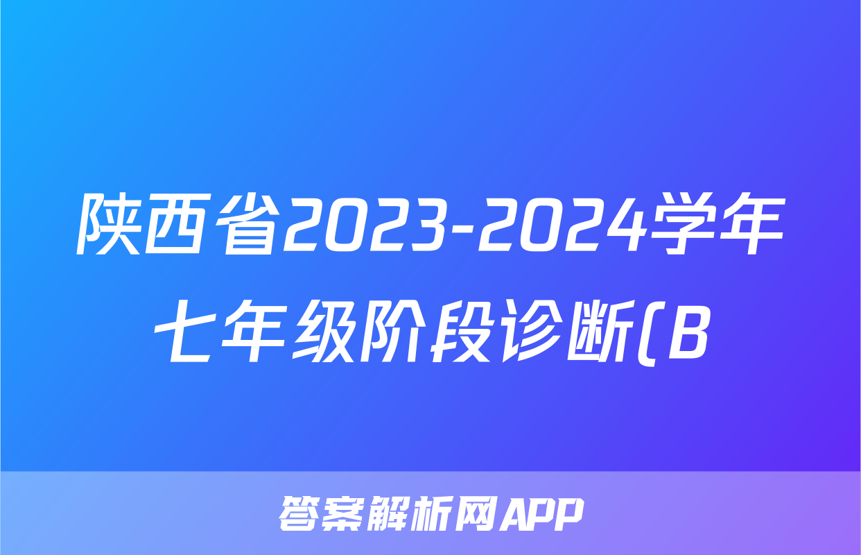 陕西省2023-2024学年七年级阶段诊断(B)/物理试卷答案