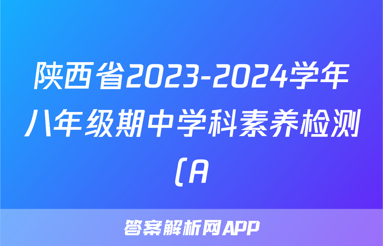 陕西省2023-2024学年八年级期中学科素养检测(A)/物理试卷答案
