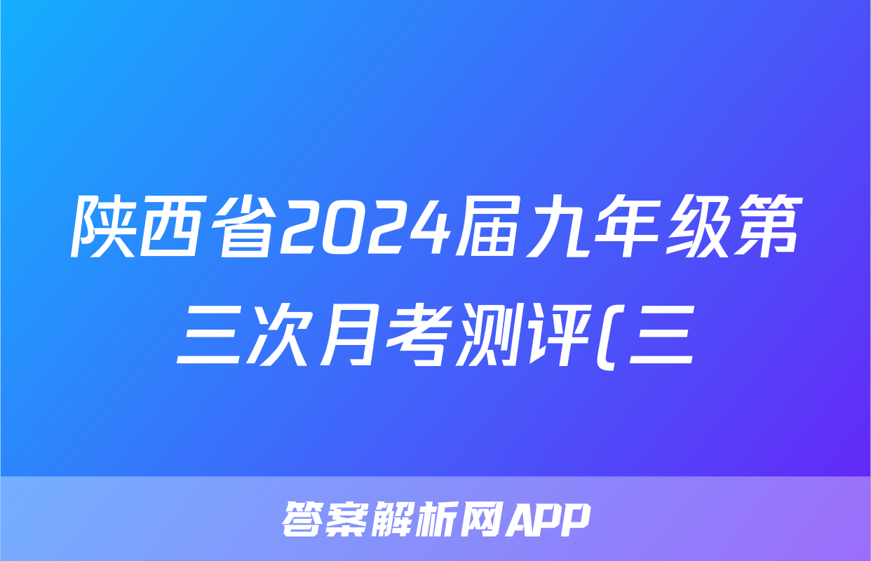 陕西省2024届九年级第三次月考测评(三)地理.