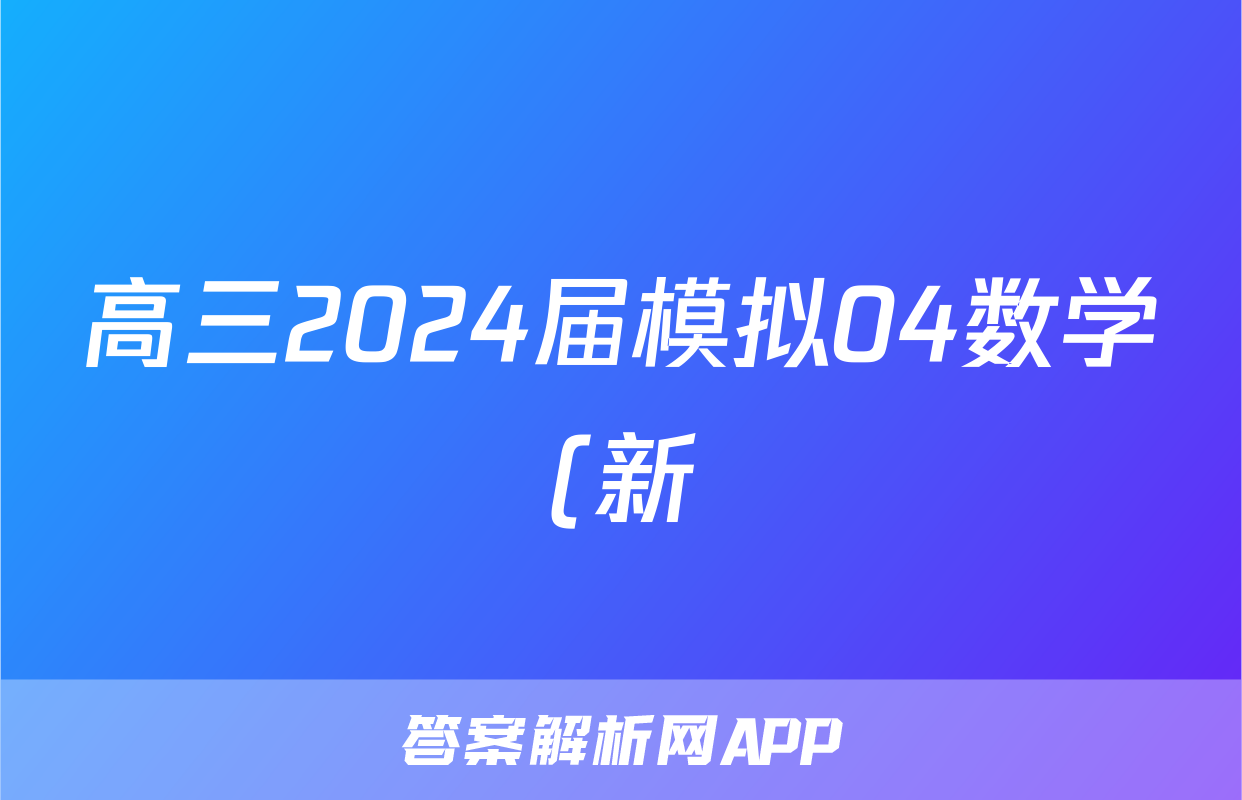 高三2024届模拟04数学(新)试题